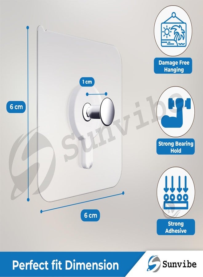 SUNVIBE Plastic 20 Pieces Self Adhesive Heavy Duty Nail Photo Wall Hook No Drilling Installation For Use Inside Home & Kitchen, Clear - Image 2